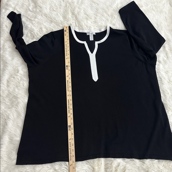 CJ Banks 3X Women's Black Sweater with White trim, EUC - Picture 5 of 5